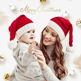 Nový Rodič Dítě Vlněná Vánoční Čepice Single Ball Akryl Děťátko Maminka Teplá Pletená Na Podzim Zima