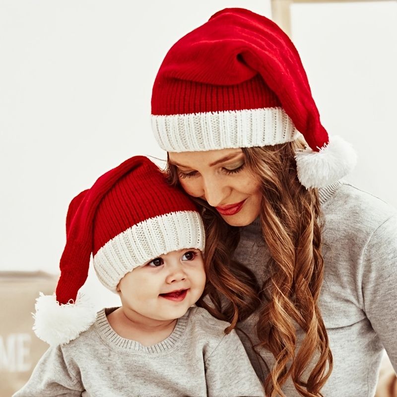 Pletené Vánoční Čepice Roztomilé Měkké Pro Dospělé Děti Dekorace Na Novoroční Párty Dárky Pro