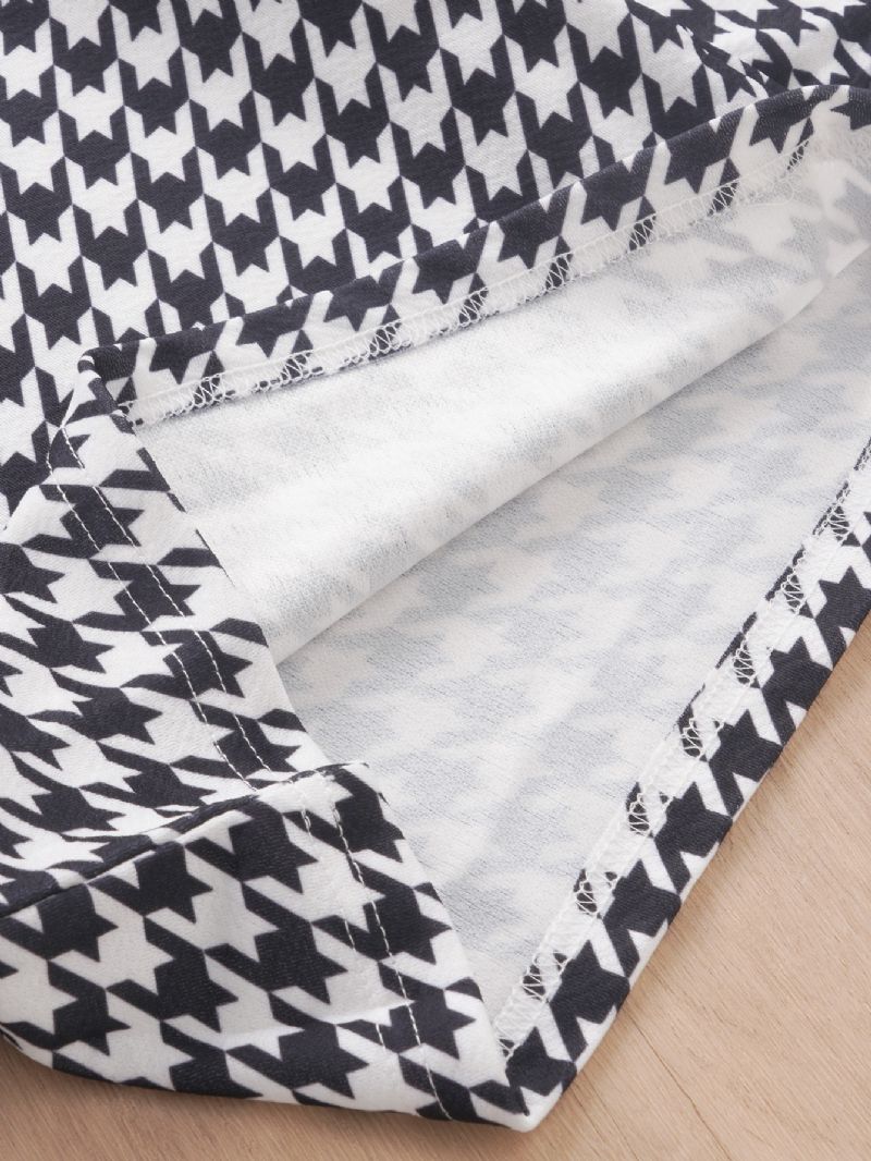 2ks Dívčí Kalhoty S Dlouhým Rukávem Houndstooth Print Flare Sleeve