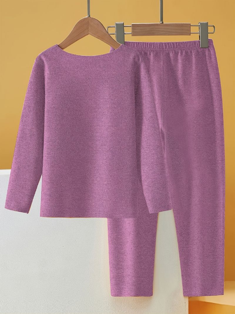 2ks Sada Chlapeckých Ležérních Jednoduchých Pyžama S Termo Fleecovými Topy A Kalhotami Na Zimu