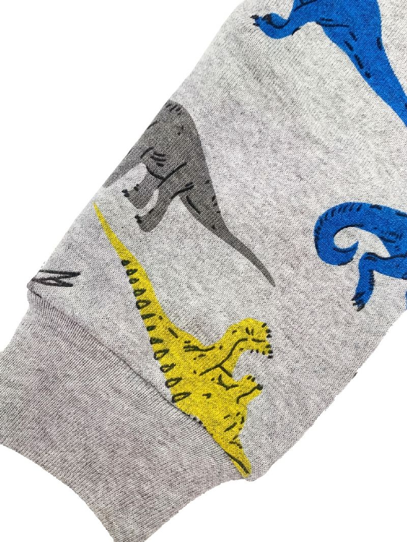 2ks Sada Chlapeckých Roztomilých Pyžama S Kresleným Potiskem Dinosaurů Topy A Kalhoty S Dlouhým Rukávem Na Zimu