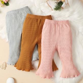 3ks Dívčí Roztomilé Zateplené Pletené Slim Fit Kalhoty S Rozšířeným Vzorem Na Zimu