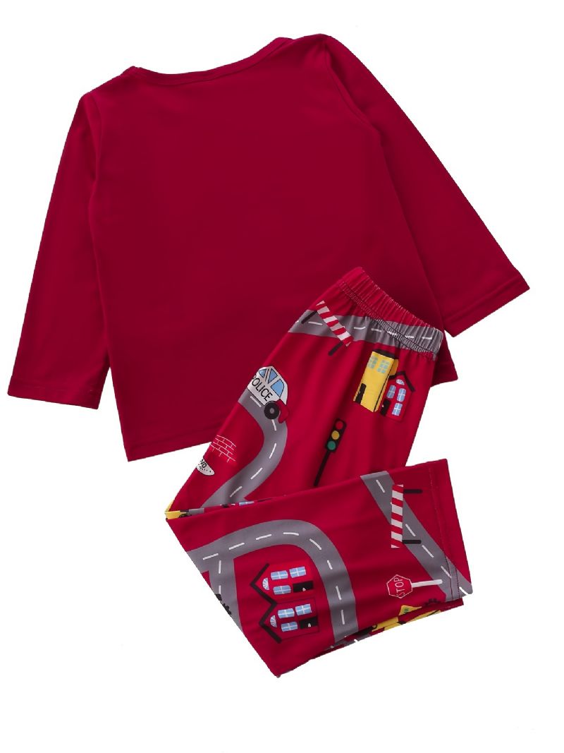 Batole Chlapci Pj Car Graphic Print Kalhoty S Kulatým Výstřihem A Dlouhým Rukávem Dětské Oblečení