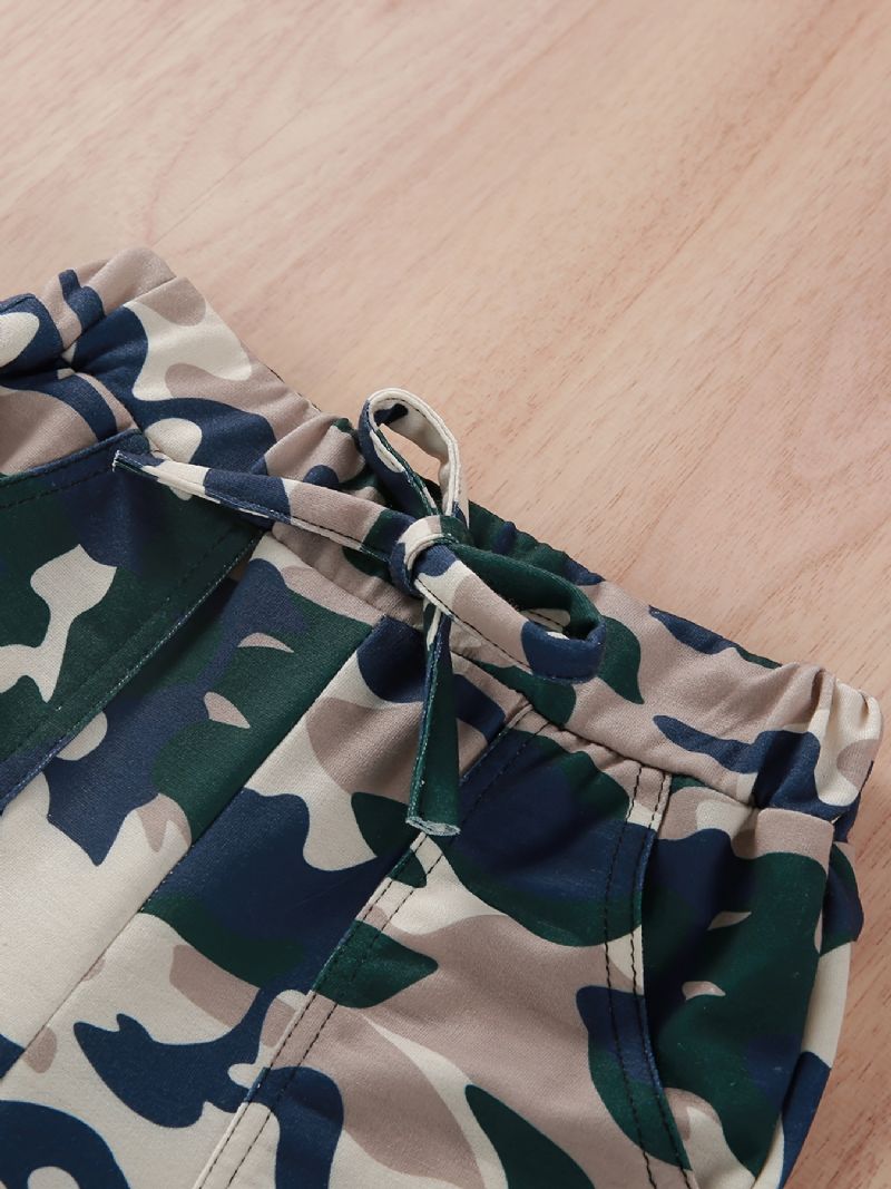 Batole Dívčí Síťovaný Top & Camo Print Kalhoty Dětské Oblečení