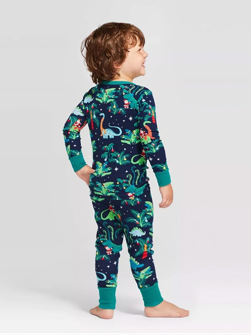 Batole Děťátko Pyžamo Rodinné Oblečení Dinosauří Potisk Top & Kalhoty S Kulatým Výstřihem Dlouhý Rukáv Pro Chlapce Dívky