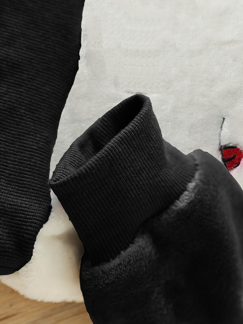 Chlapci Fleece Panda Vyšívaný Top S Dlouhým Rukávem + Kalhoty Dětské Oblečení Na Zimu
