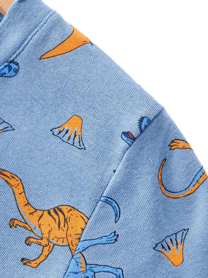 Chlapci Lounge Wear Homewear Tričko S Dlouhým Rukávem A Sladěná Sada Kalhot S Potiskem Dinosaura