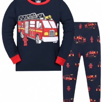Chlapecká Mikina Firtruck S Dlouhým Rukávem + Kalhoty Pyžamo Set Dětské Oblečení