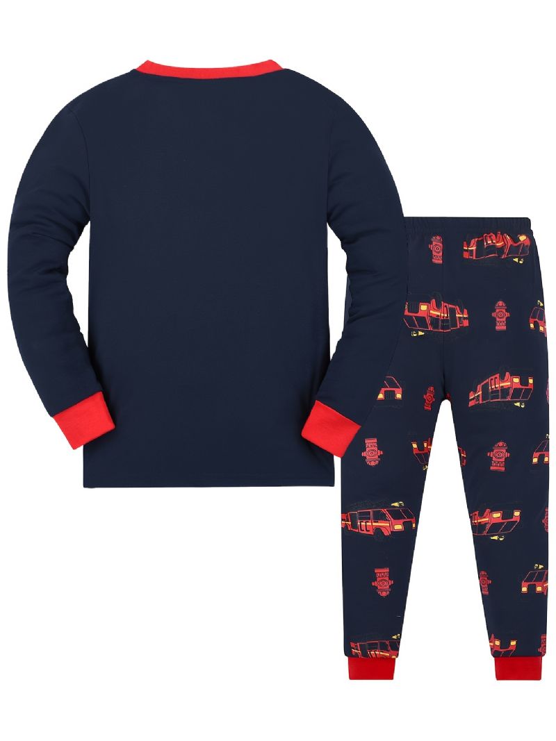 Chlapecká Mikina Firtruck S Dlouhým Rukávem + Kalhoty Pyžamo Set Dětské Oblečení