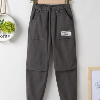 Chlapecké Bavlněné Zúžené Cargo Kalhoty S Elastickým Pasem Dětské Oblečení