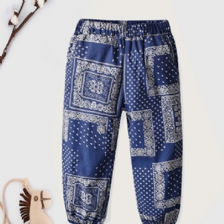 Chlapecké Geometrické Grafické Jogger Kalhoty S Elastickým Pasem Dětské Oblečení