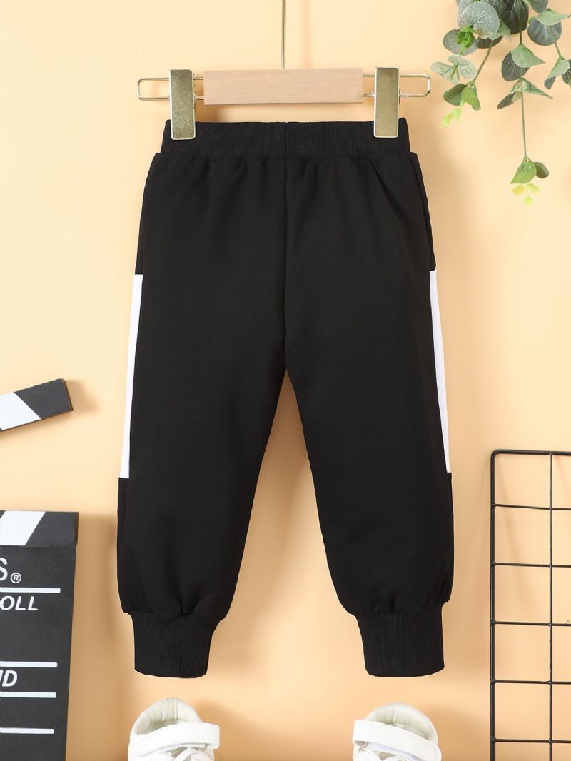 Chlapecké Kontrastní Černé Tepláky Long Leg Scrunch