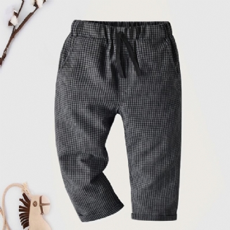 Chlapecké Kostkované Ležérní Kalhoty S Elastickým Pasem Dětské Oblečení