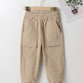 Chlapecké Ležérní Jednobarevné Elastické Kalhoty V Pase S Kapsami