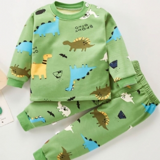 Chlapecké Ležérní Kreslené Pyžamo S Potiskem Dinosaurů A Kalhotami Pro Zimní Domov