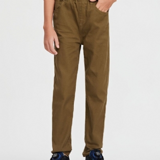 Chlapecké Ležérní Vintage Kalhoty Z Bavlněného Materiálu Volného Střihu S Kapsou Na Zimní Khaki