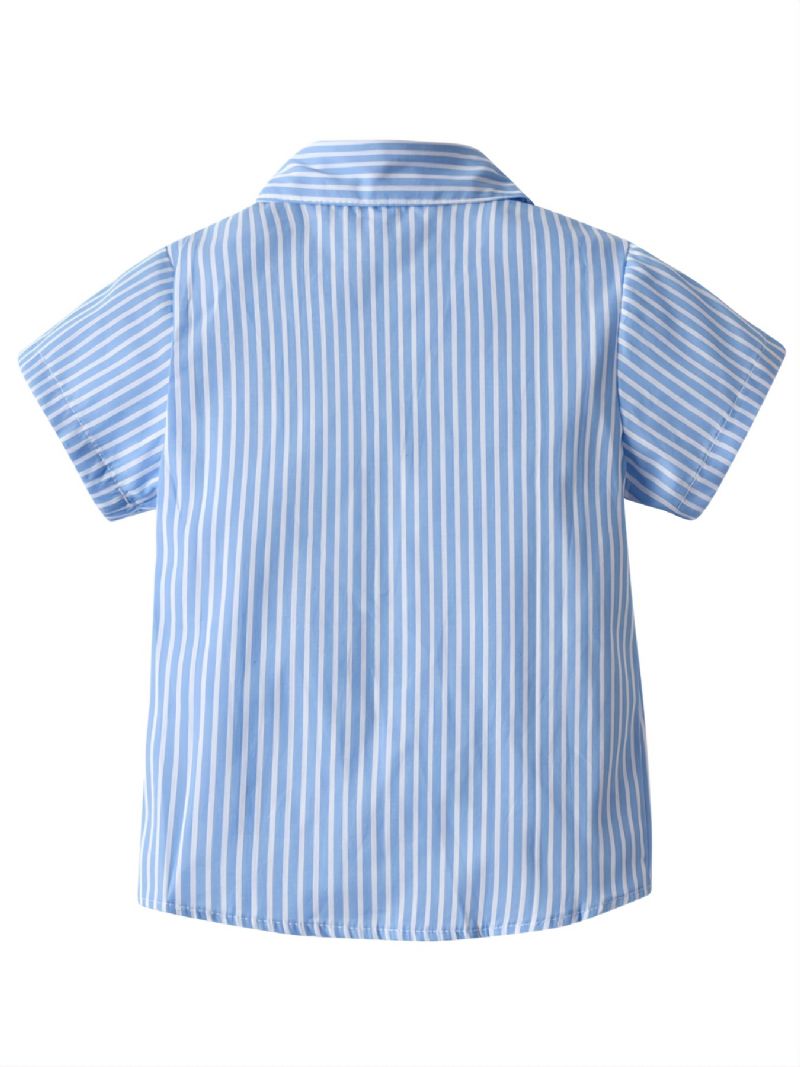 Chlapecké Pánské Obleky S Krátkým Rukávem Pruhovaná Košile S Mašlí A Náprsenkou Kalhoty Na Párty