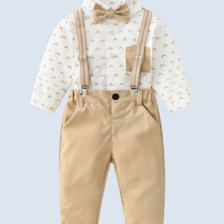 Chlapecké Pánské Oblečení Košile S Dlouhým Rukávem A Motýlkem A Podvazkové Kalhoty