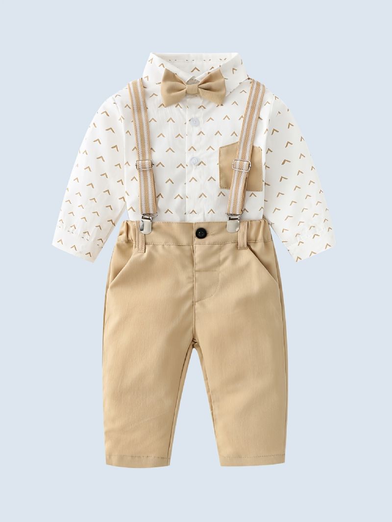 Chlapecké Pánské Oblečení Košile S Dlouhým Rukávem A Motýlkem A Podvazkové Kalhoty