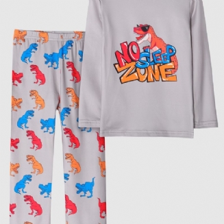Chlapecké Pyžamo Rodinné Oblečení Dinosauří Potisk S Kulatým Výstřihem Dlouhý Rukáv Top & Kalhoty Set Dětské