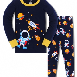 Chlapecké Pyžamo Rodinné Oblečení Prostor Potisk Kulatý Výstřih Dlouhý Rukáv Top & Kalhoty Set Dětské