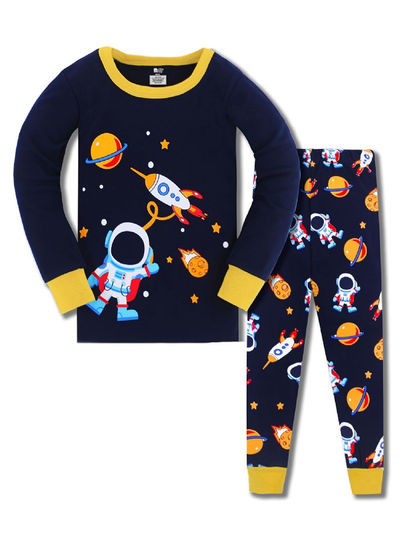 Chlapecké Pyžamo Rodinné Oblečení Prostor Potisk Kulatý Výstřih Dlouhý Rukáv Top & Kalhoty Set Dětské