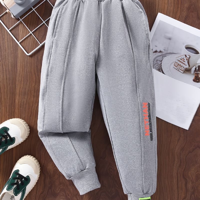 Chlapecké Tepláky S Elastickým Pasem Letter Print Sportovní Jogger Pants Dětské Oblečení