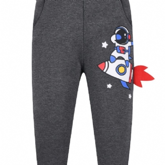 Chlapecké Vesmírné Astronautské Tepláky S Kapsou Zateplené Zesílené Ležérní Roztomilé Kalhoty Na Zimu 2-7 Let Staré