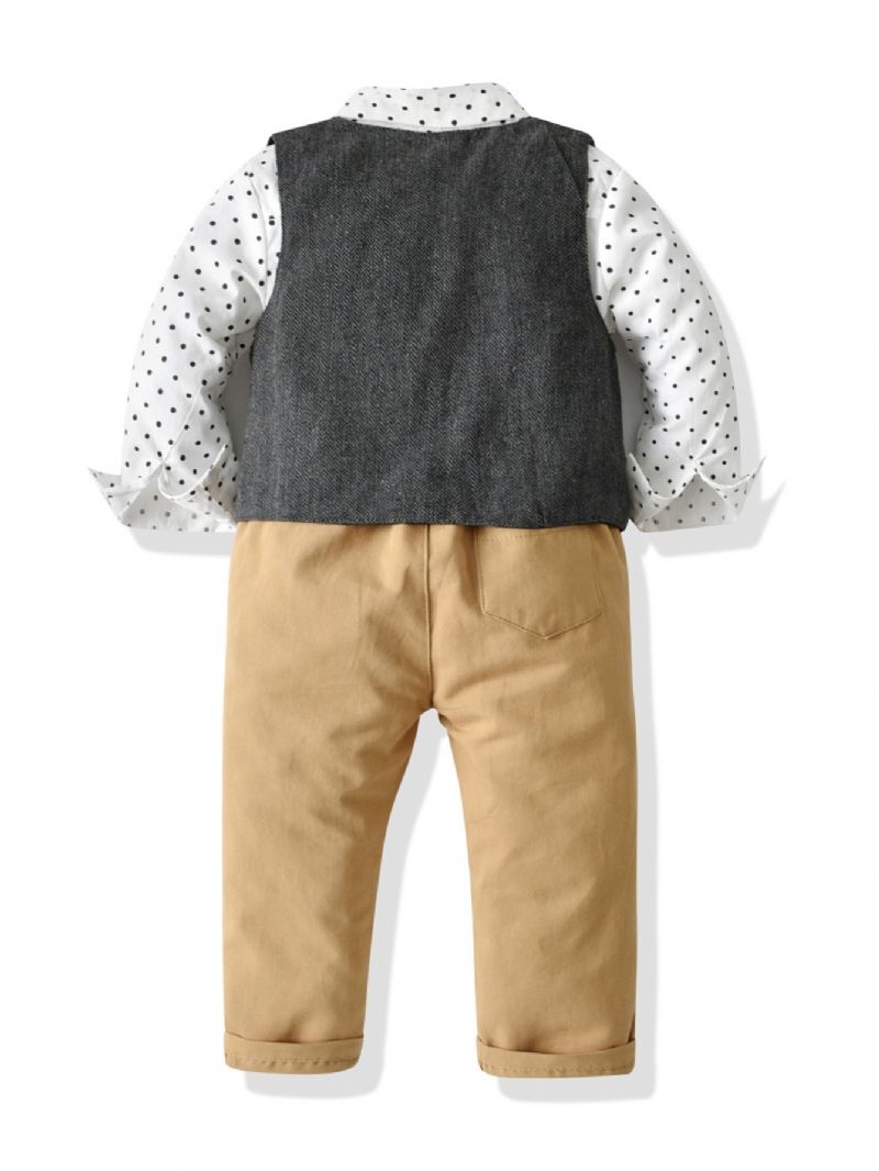 Chlapecký Gentleman Outfit Košile + Kalhoty + Vesta Na Podzim Zima Nové Vánoce