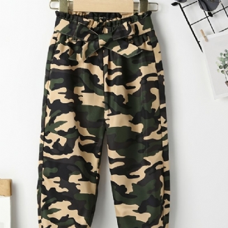 Dívčí Camo Print Zúžené Kalhoty S Páskem Na Podzim Zima Nové