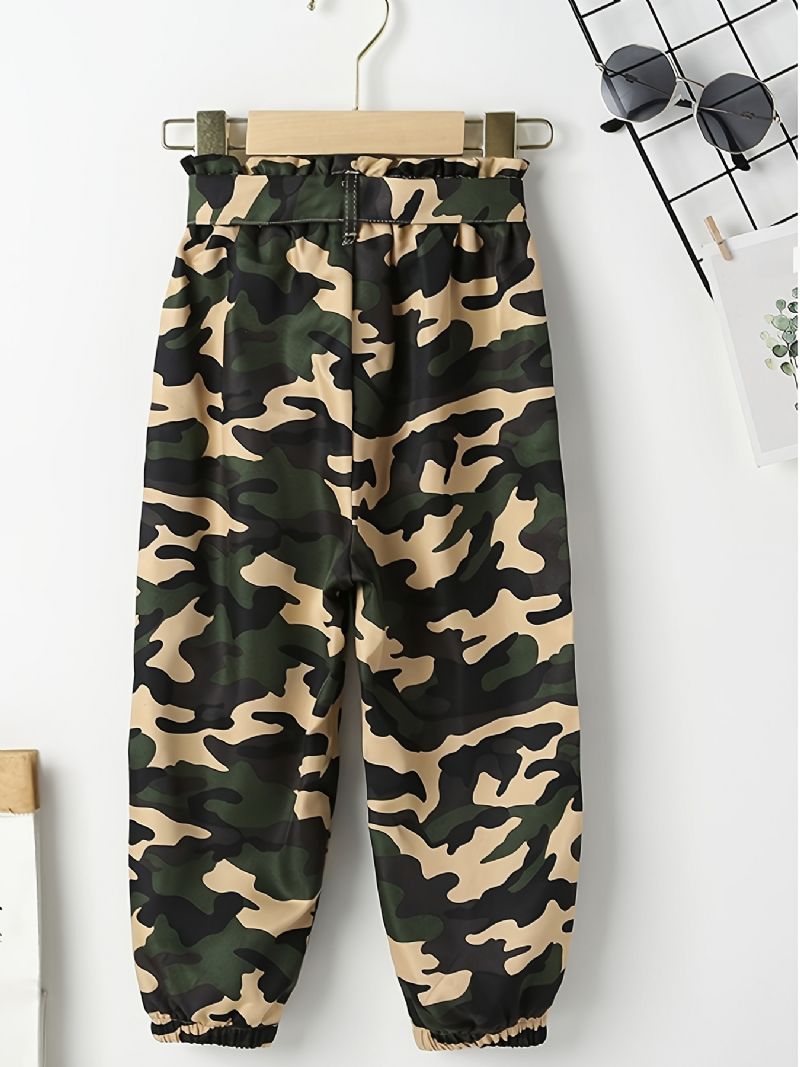 Dívčí Camo Print Zúžené Kalhoty S Páskem Na Podzim Zima Nové