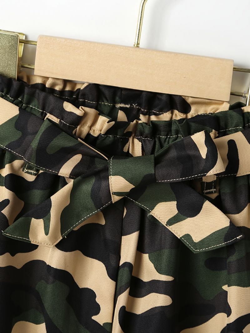 Dívčí Camo Print Zúžené Kalhoty S Páskem Na Podzim Zima Nové