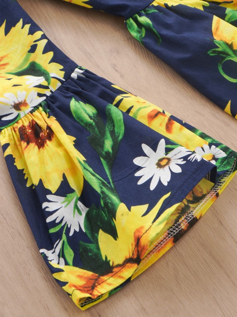 Dívčí Rozšířené Kalhoty S Potiskem Slunečnice Nové