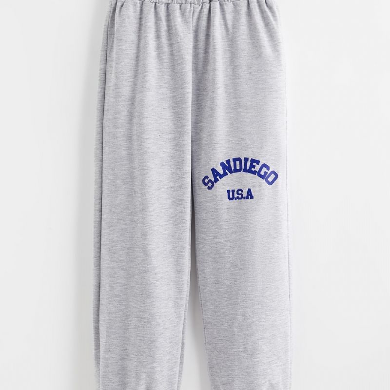 Dětské Dívčí Tepláky S Elastickým Pasem Letter Print Sportovní Jogger Pants Oblečení