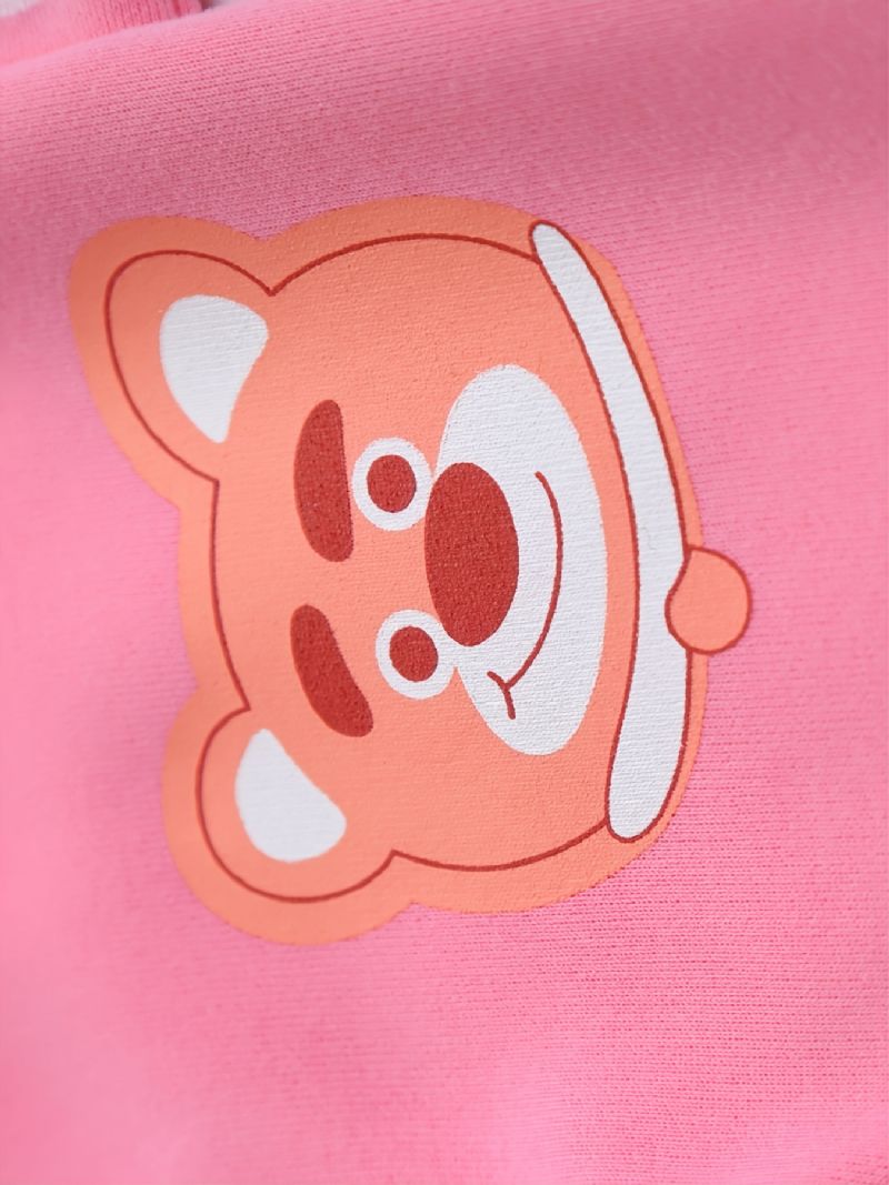 Dětské Tepláky Cartoon Bear Print Fleecové Teplé Kalhoty Pro Chlapce A Dívky