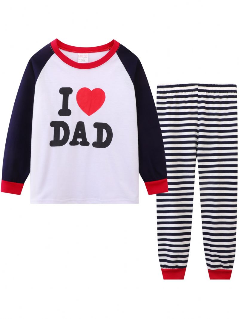Děťátko Děti Chlapci I Love Dad Sada Pyžama S Dlouhým Rukávem A Pruhovanými Kalhotami