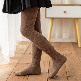Dívčí Jednobarevné Kabelové Úpletové Punčochové Kalhoty Legíny Punčochy Měkké Teplé Dětské Oblečení