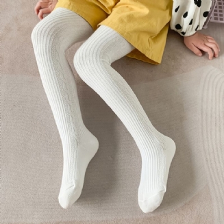 Dívčí Jednobarevné Úpletové Punčochy Měkké Teplé Punčochové Kalhoty