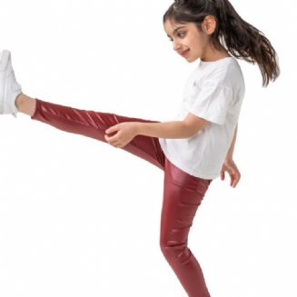 Dívčí Ležérní Jednobarevný Dlouhý Elastický Pas Legíny Kalhoty Oblečení
