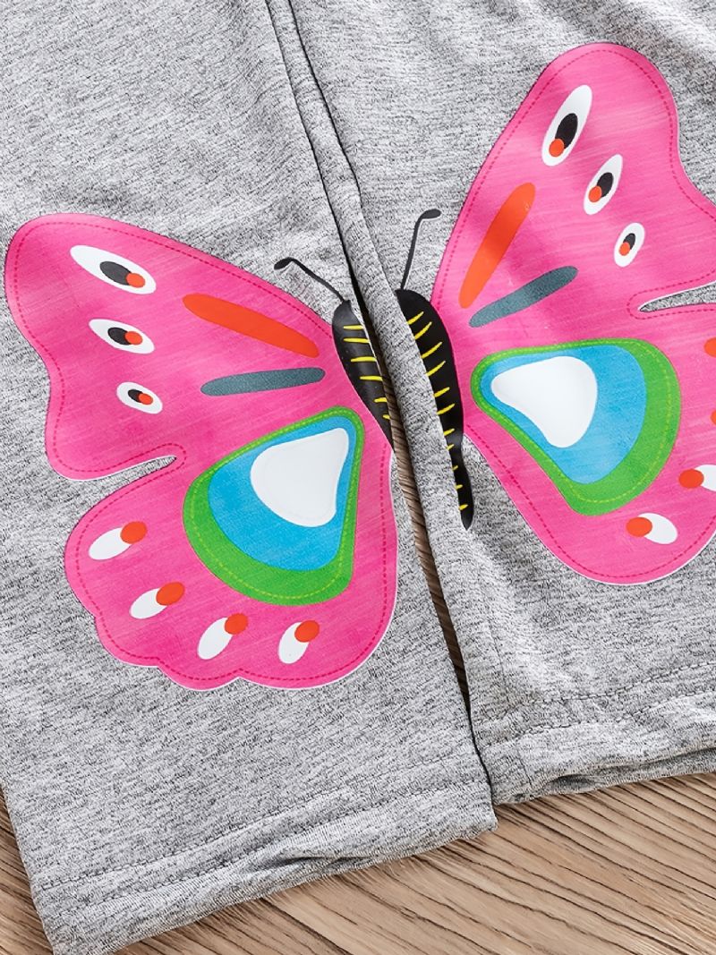 Dívčí Polyesterové Vysoce Strečové Legíny S Potiskem Motýlů