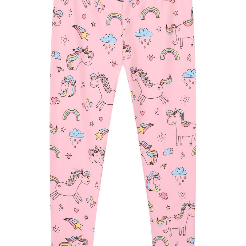 Dívčí Stretch Soft Legíny Roztomilý Jednorožec Full Print Kalhoty Dětské Oblečení