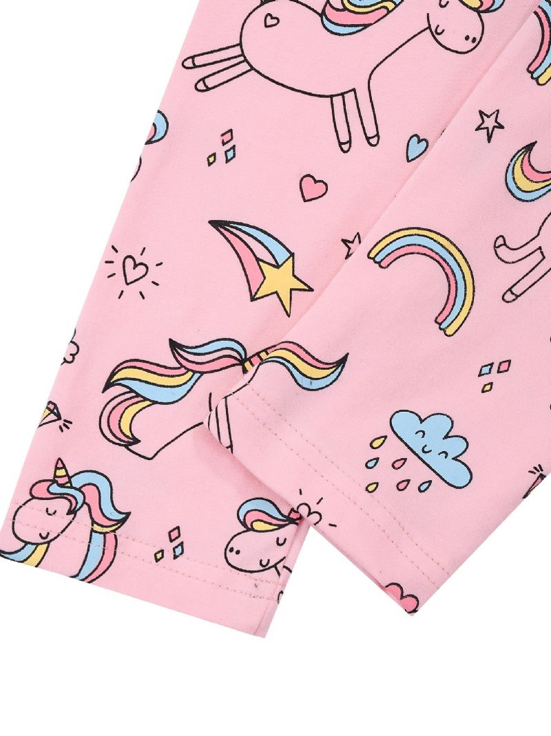 Dívčí Stretch Soft Legíny Roztomilý Jednorožec Full Print Kalhoty Dětské Oblečení