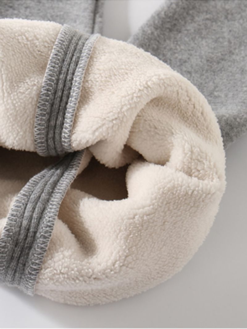 Dívčí Vysoké Strečové Měkké Legíny Fleece Teplé Vyšívané Medvědí Dětské Oblečení