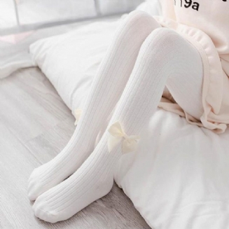Dětské Dívčí Punčocháče Kabelové Pletené Bezešvé Legíny S Mašlí Batole Dívka Bavlněné Bílé