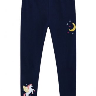 Dětské Dívčí Stretch Měkké Legíny Star Unicorn Vyšívací Kalhotky Oblečení