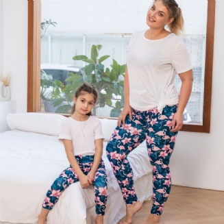 Podzim Zima Dívčí Móda Květiny Pink Flamingo Printed High Elasticity Leggings