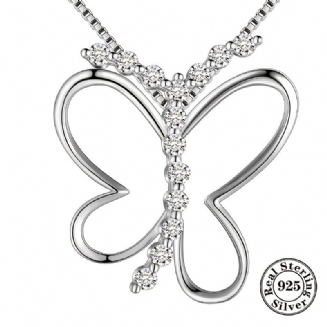 925 Sterling Sliver Butterfly Náhrdelník Crystal Přívěsek Bílá Cz Náhrdelníky Šperky Dárek Pro Ženy Dívky