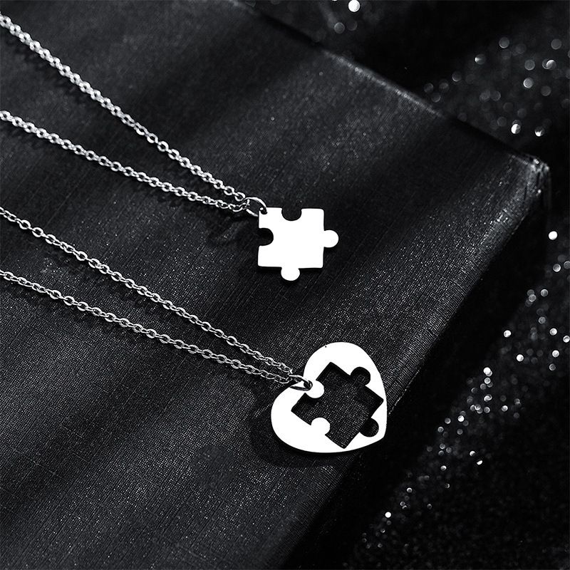 Náhrdelník S Přívěskem Puzzle 2ks Sada Kreativní Design Svetr Řetízek Pár Přítelkyně Sestra Pro Ženy Dívky Dárek