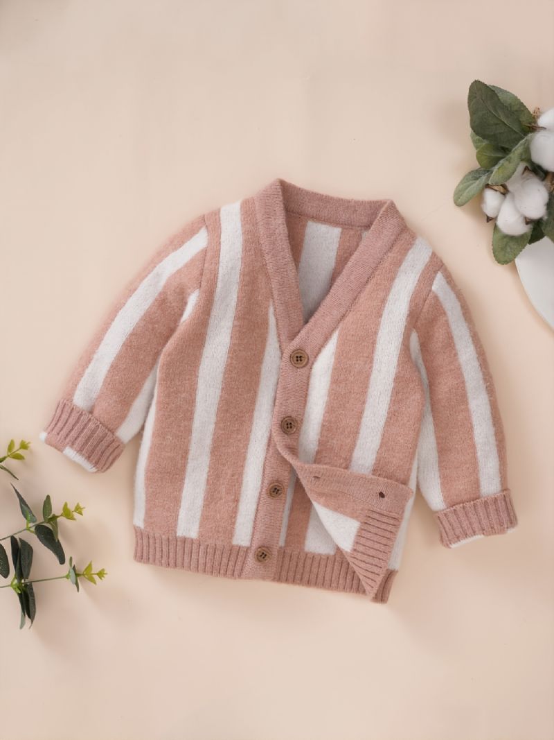 Batole Holčička Úpletová Bunda Cardigan Dětská Volán Dlouhý Rukáv Knoflík Dolů Svetr Top Teplý Kabát Podzim Zima