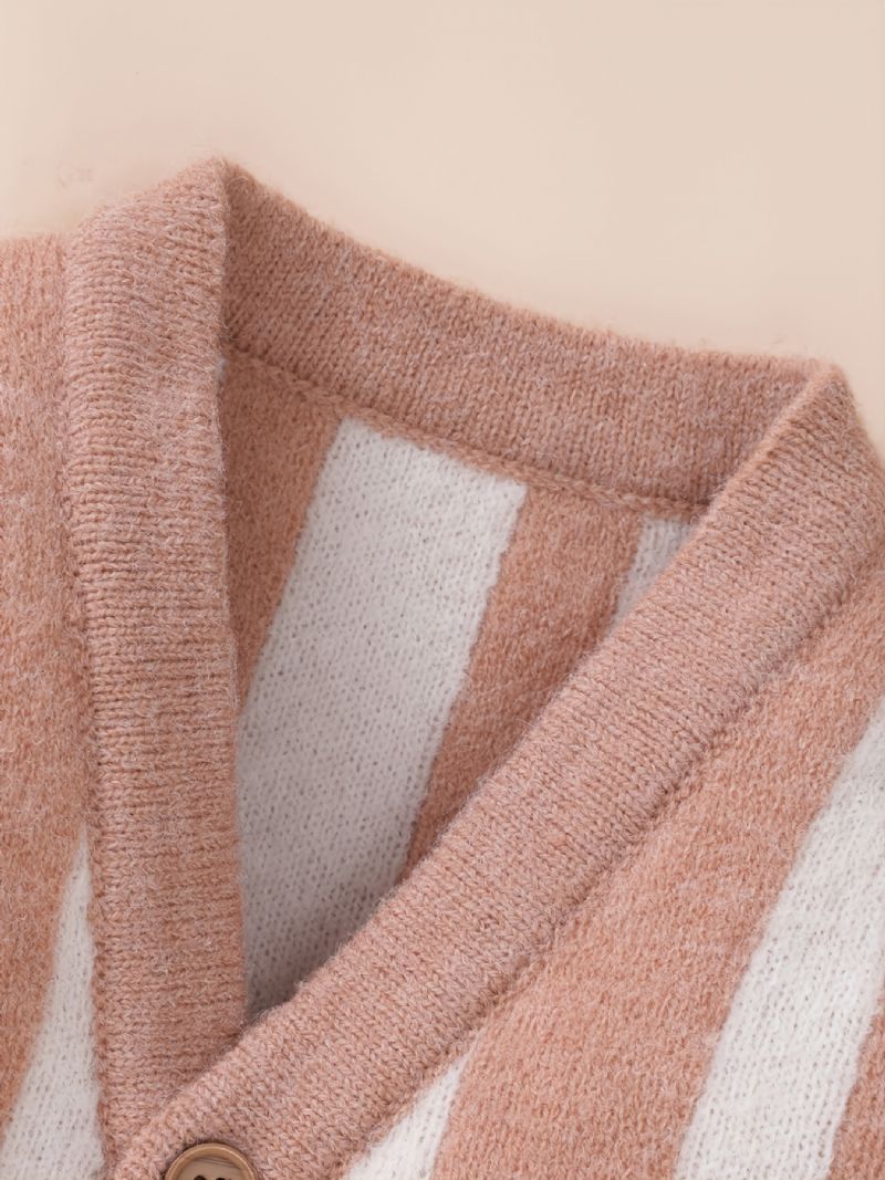 Batole Holčička Úpletová Bunda Cardigan Dětská Volán Dlouhý Rukáv Knoflík Dolů Svetr Top Teplý Kabát Podzim Zima